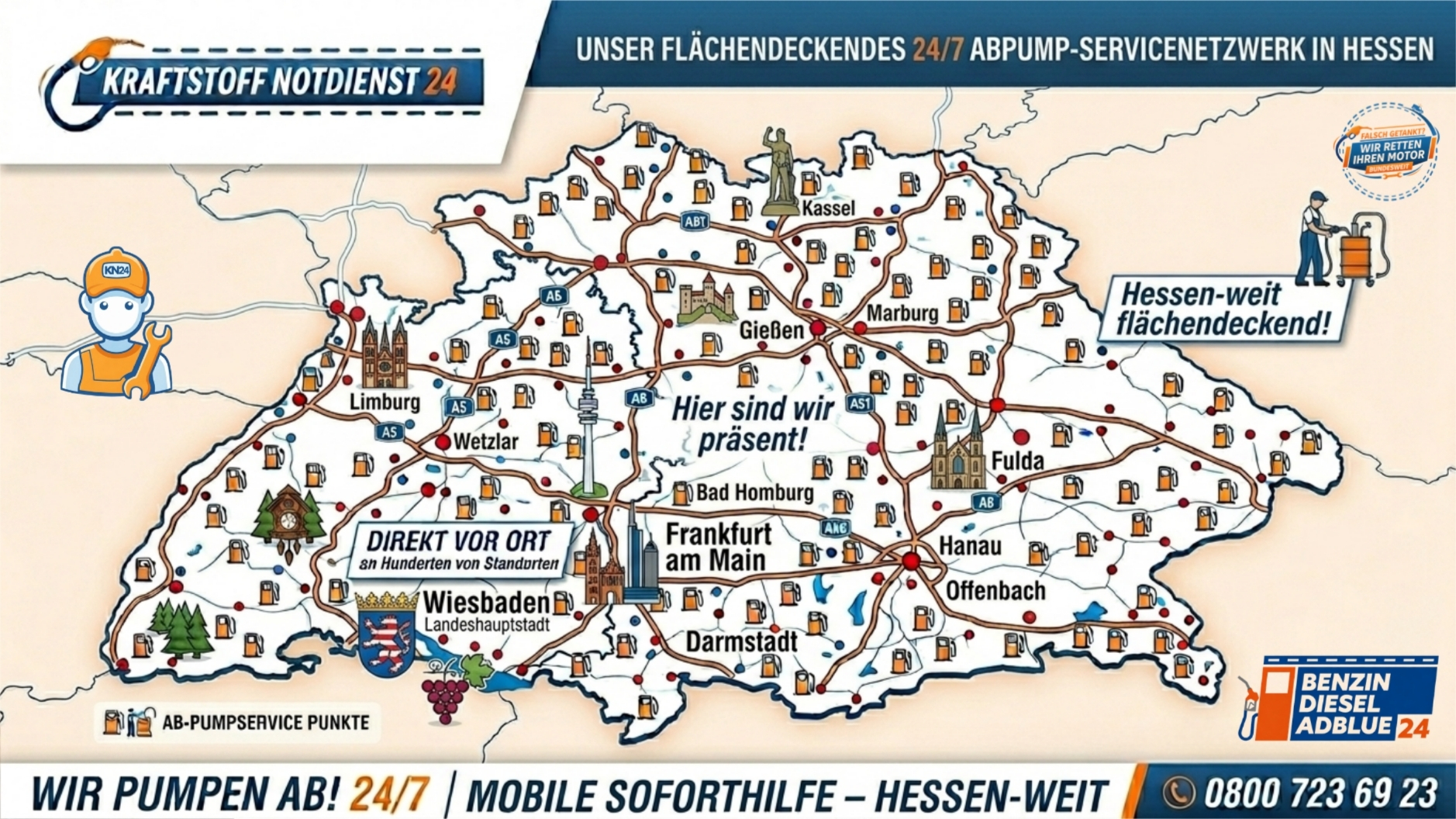 🔧 Kraftstoff-Notdienst 24 Hessen: Ihr mobiler Abpumpservice zwischen Kassel und Darmstadt