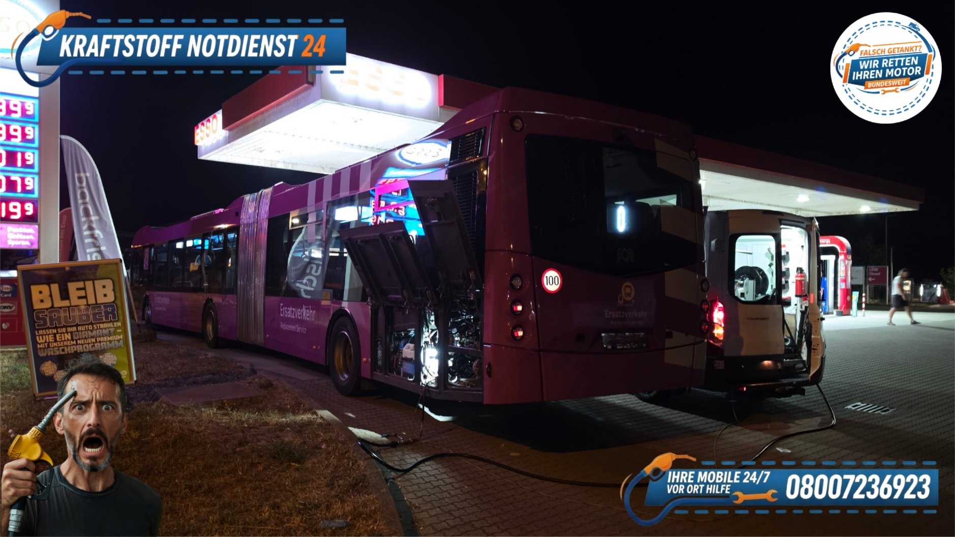 🚌 Linien-Gelenkbus: Falsch getankt in Rüdesheim? 📞 08007236923