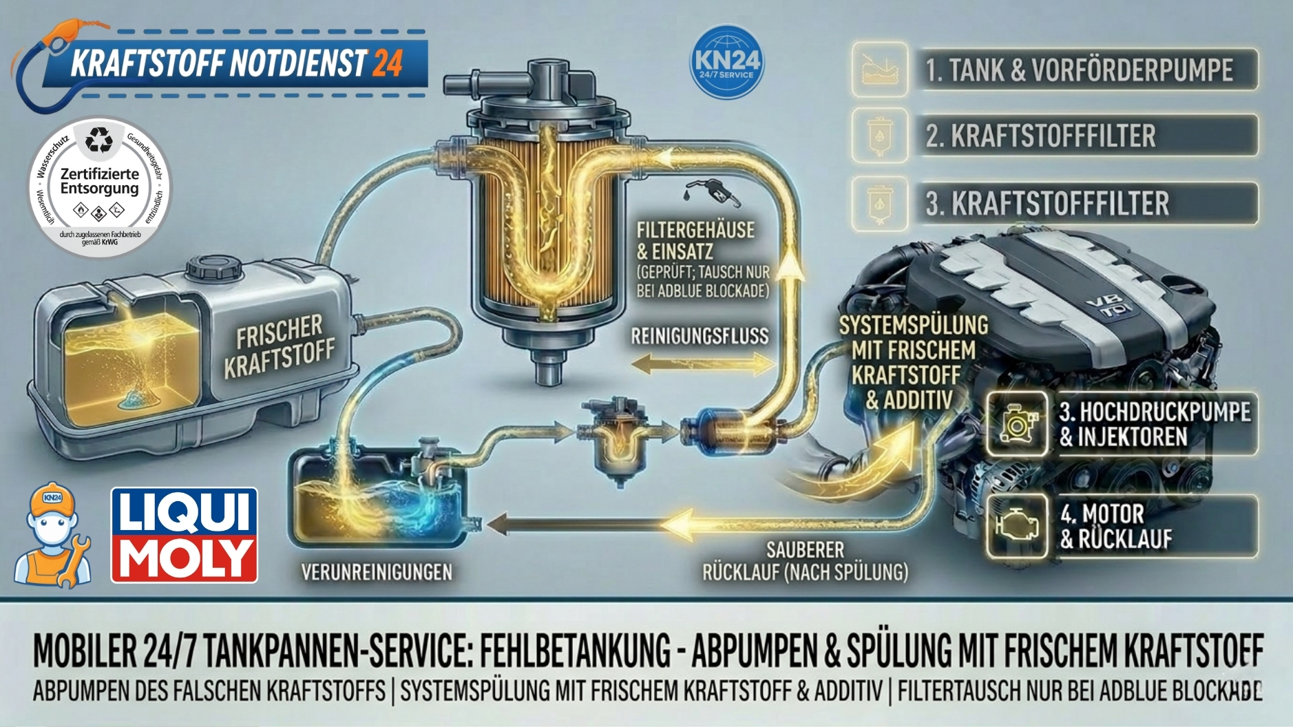 ⛽ Falsch getankt? Der 24/7 Mobile Tankpannen-Service rettet Ihren Motor 📞 08007236923