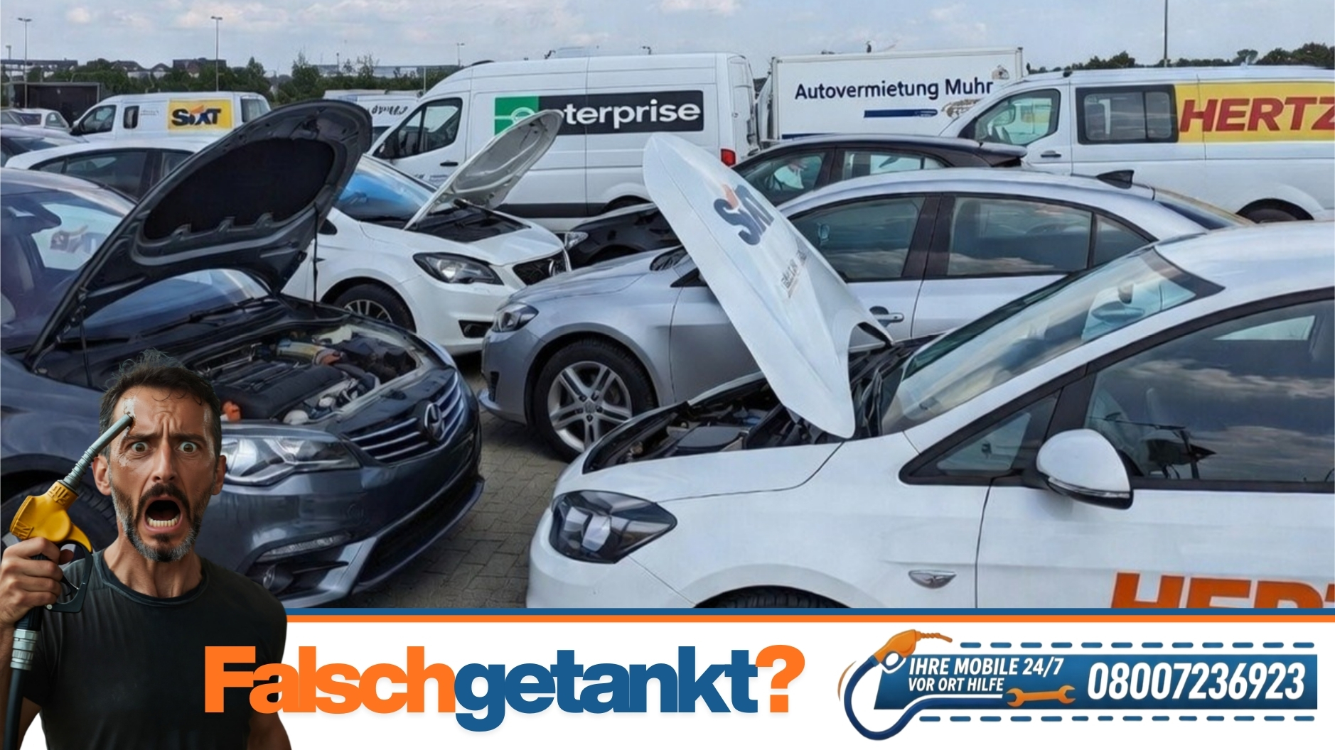 🛑 Mietwagen falsch getankt? 24h Soforthilfe vor Ort 📞 08007236923