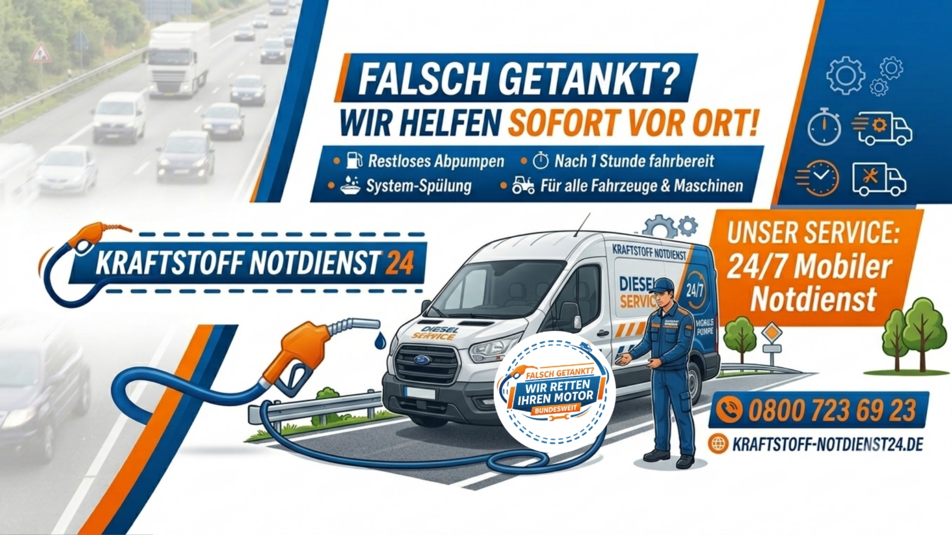 ⛽ 24/7 Mobile Kraftstoff-Abpumpservice im lückenlosen Verbund