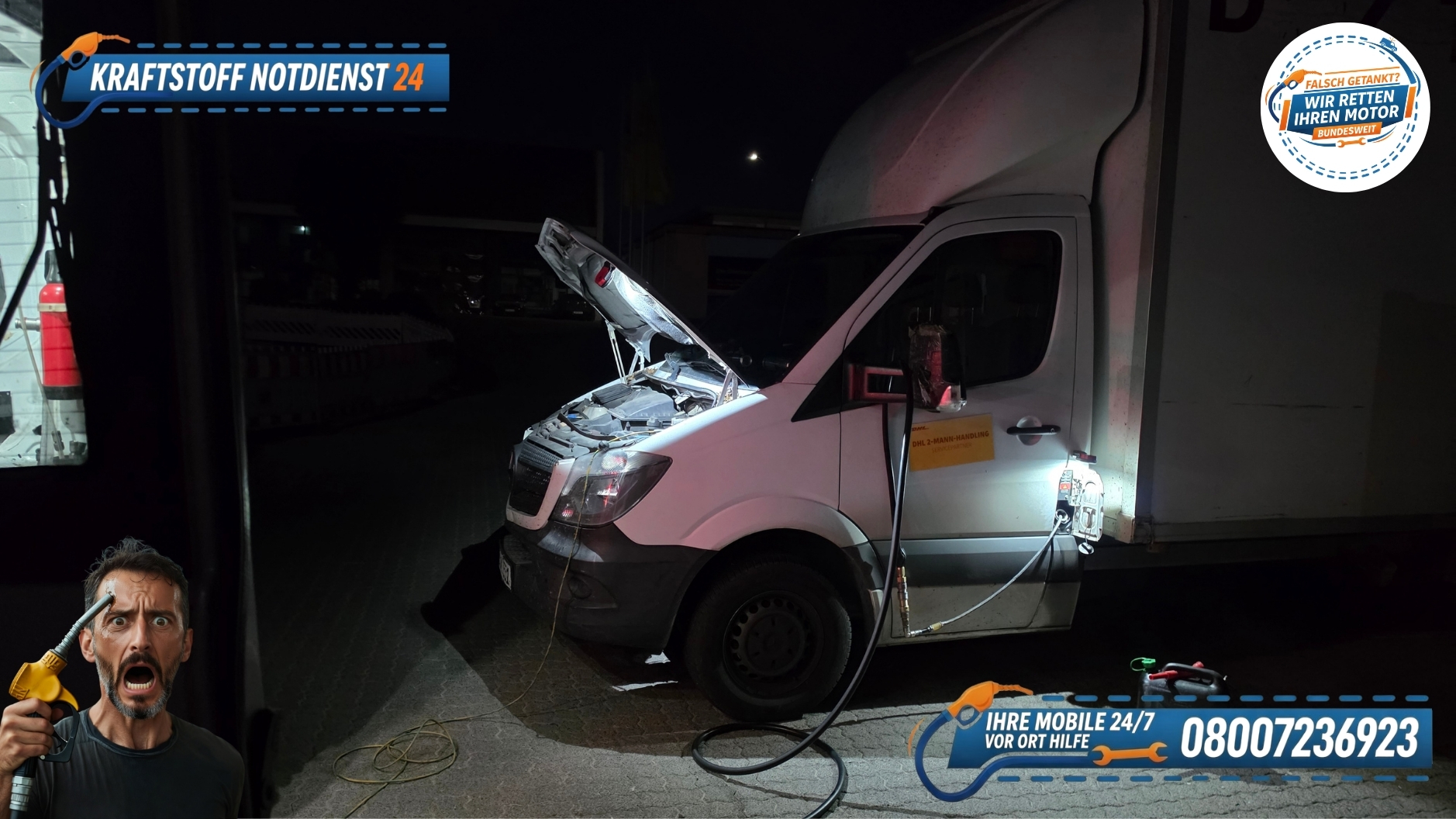 ⛽ Mercedes Sprinter falsch getankt bei Hösbach? Wir pumpen direkt vor Ort ab! 📞 08007236923