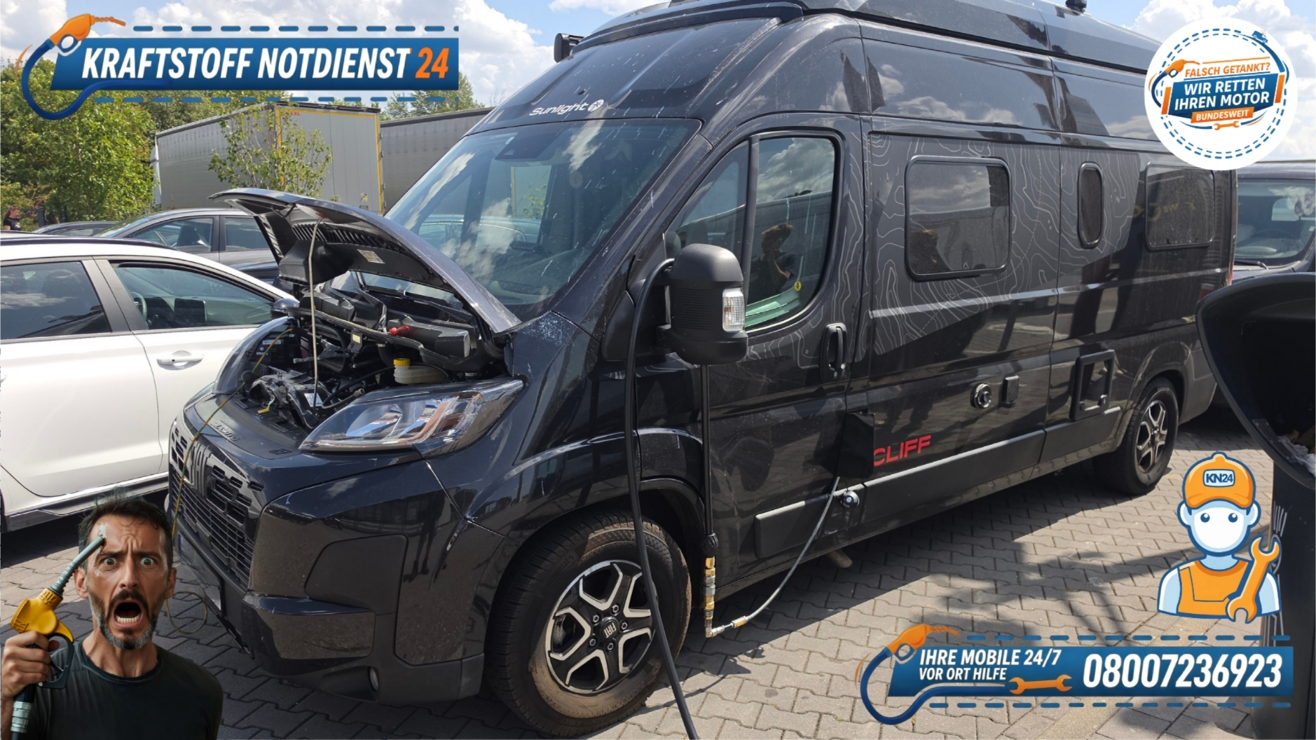 🚗 Fiat Ducato Wohnmobil: AdBlue in den Dieseltank gefüllt auf der A6 bei Aurach? 📞 08007236923