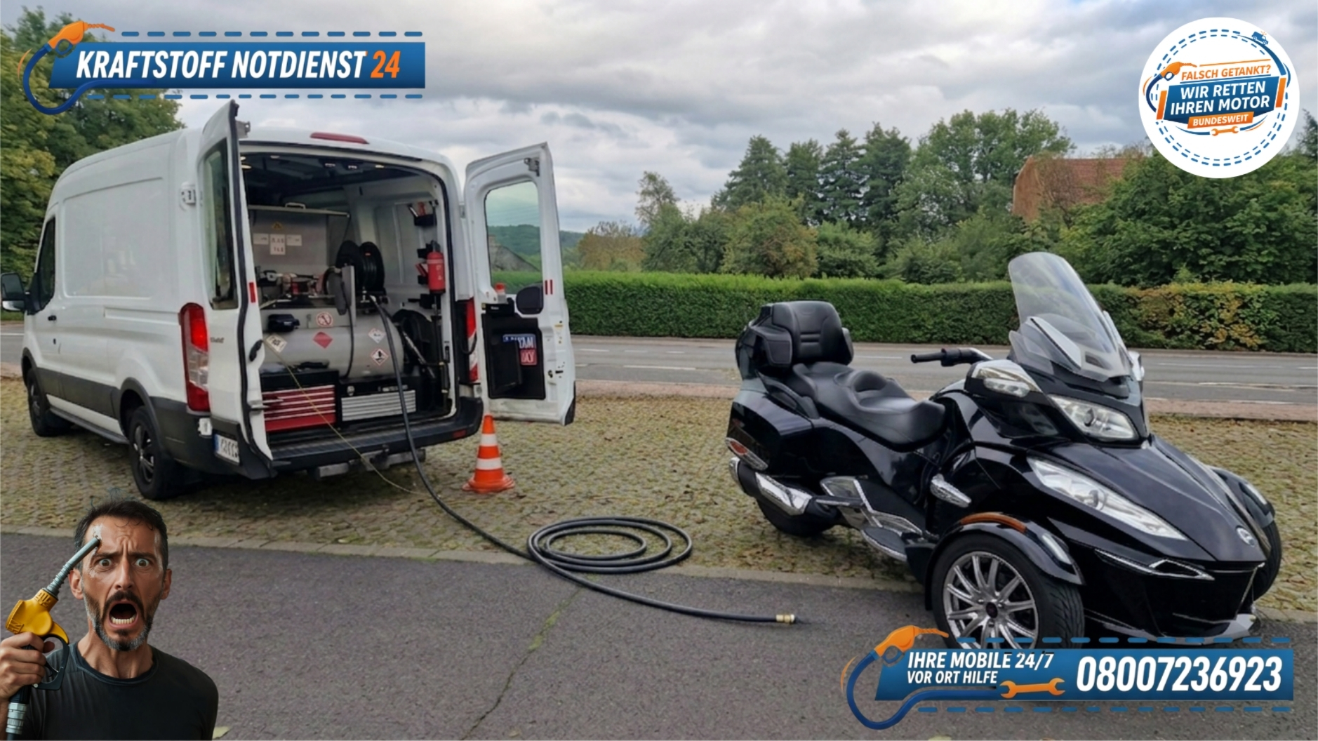 ⛽ CAN-AM Spyder falsch getankt in Ludwigsburg 📞 08007236923
