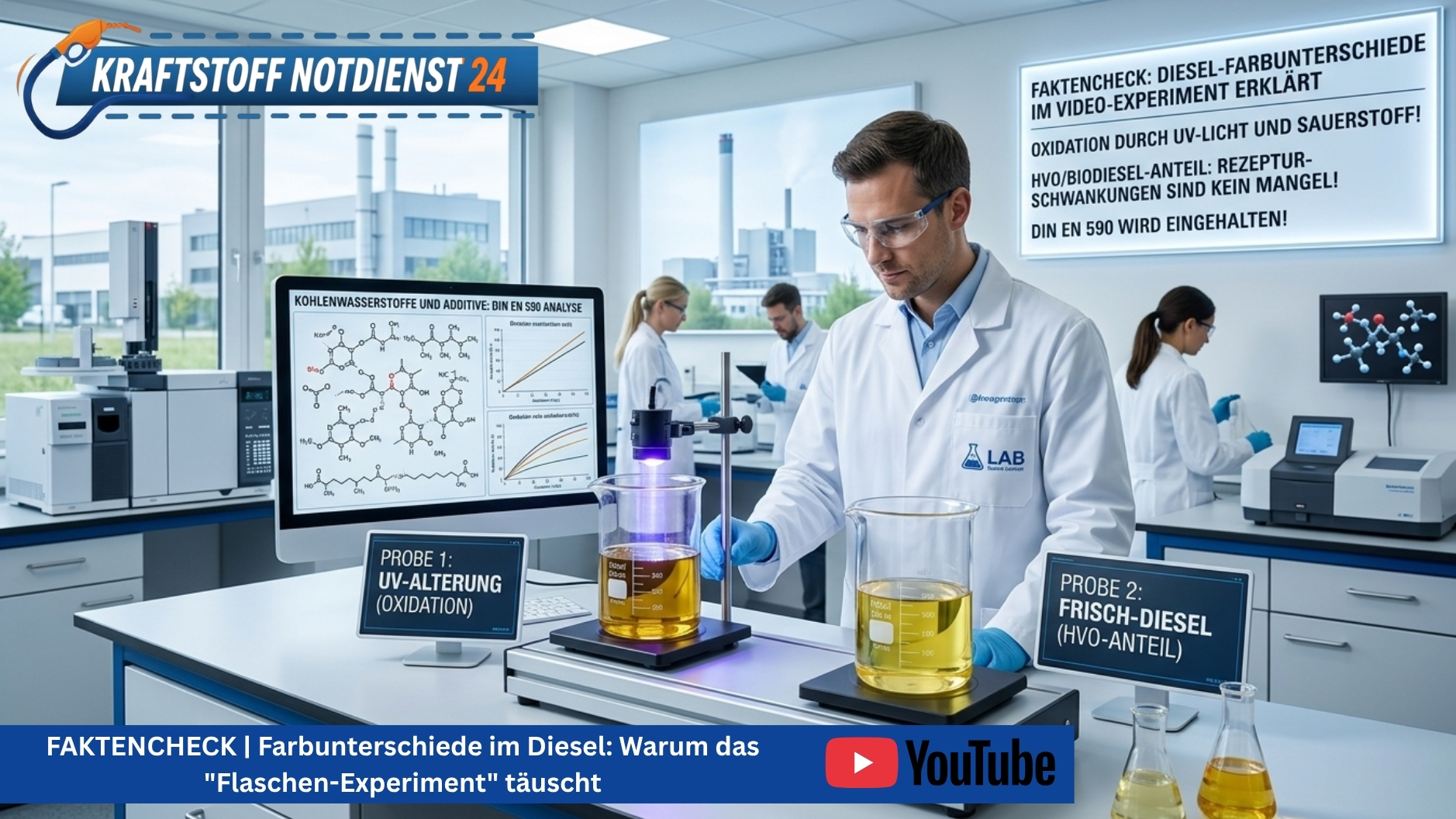 🌐 FAKTENCHECK | Farbunterschiede im Diesel: Warum das "Flaschen-Experiment" täuscht