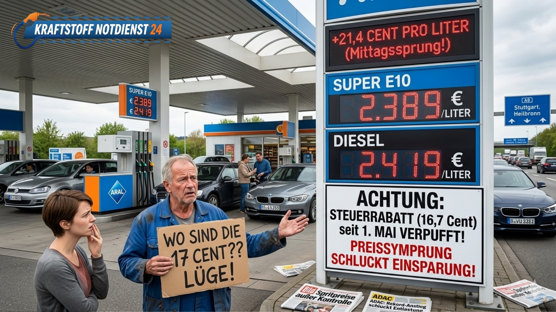 📈 Rekordsprung vor Steuersenkung: Tankrabatt droht wirkungslos zu verpuffen