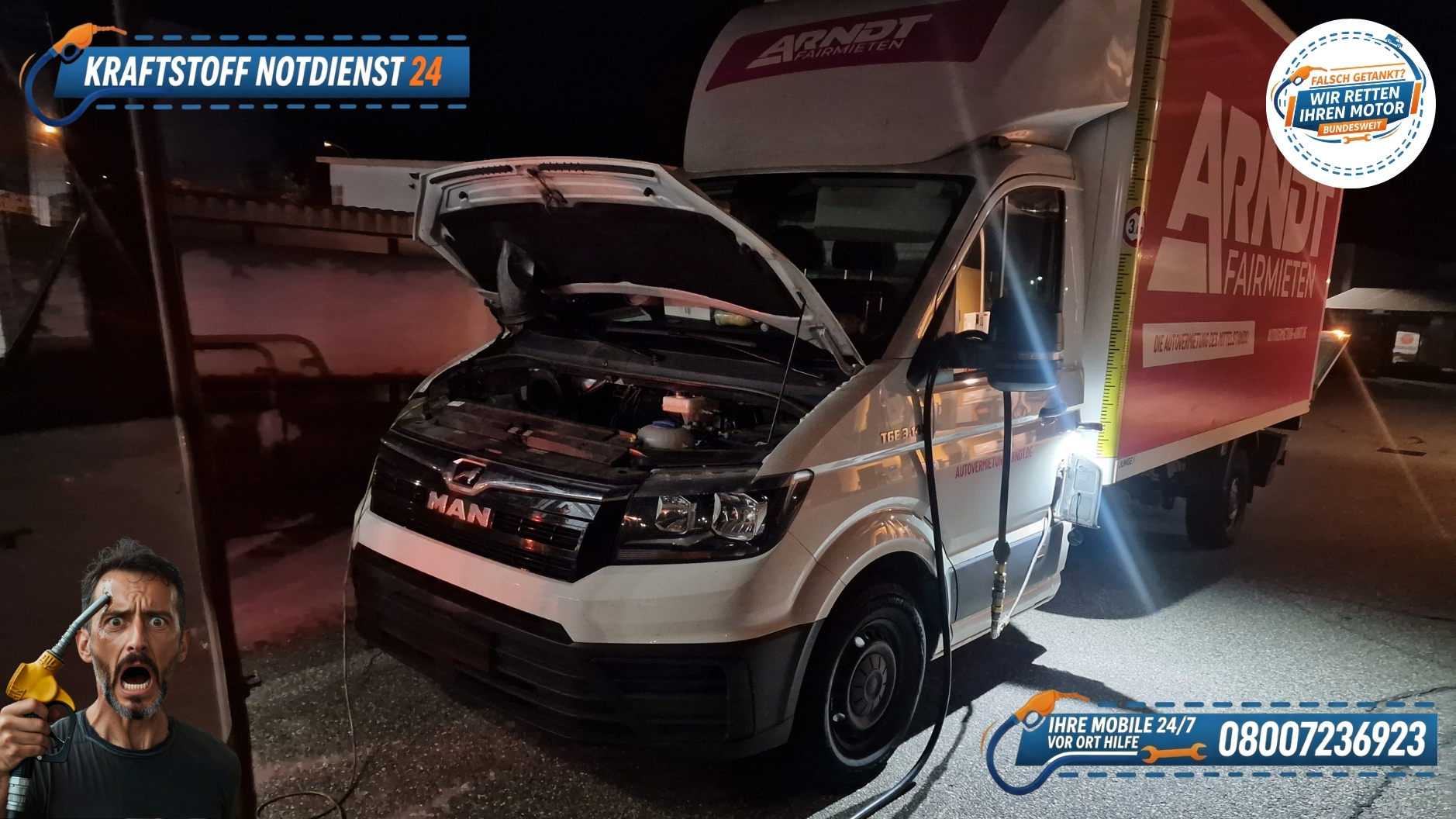 🚚 MAN TGE falsch getankt bei Würzburg? 📞 08007236923