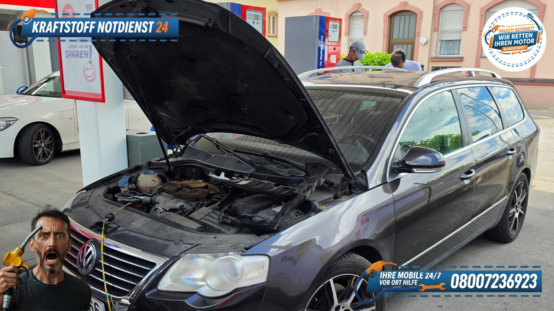 ⛽ 24/7 Mobile Soforthilfe: Falsch getankt in Würzburg & Umgebung. 📞 0800 723 689 23