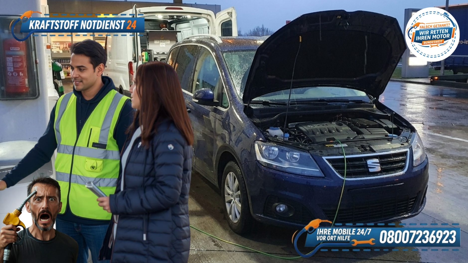 ⛽ Seat Alhambra falsch getankt in Augsburg? Direkt vor Ort abgepumpt! 📞 08007236923