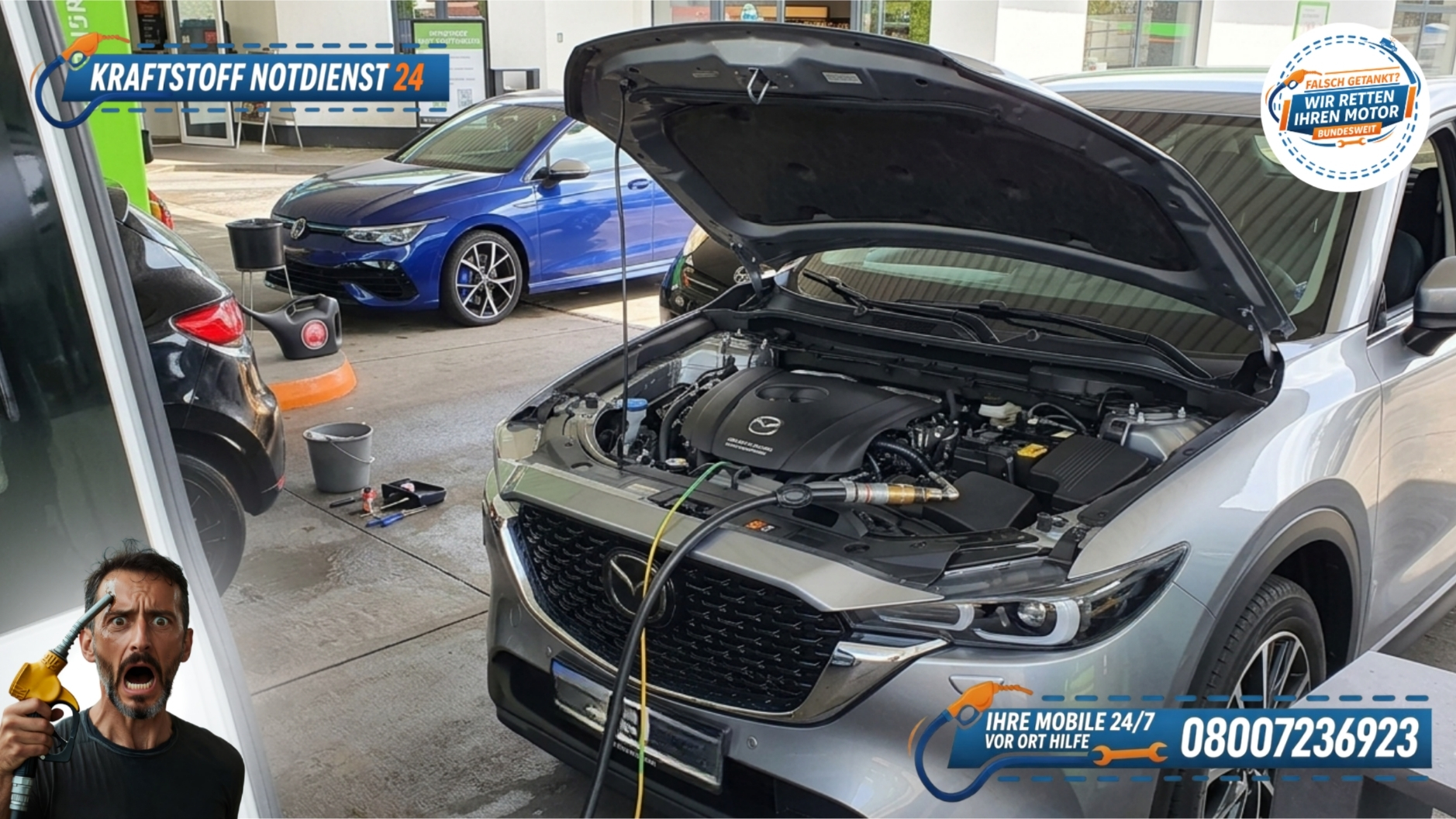 ⛽ Mazda CX-5 falsch getankt in Würzburg? Direkt vor Ort abgepumpt! 📞 08007236923
