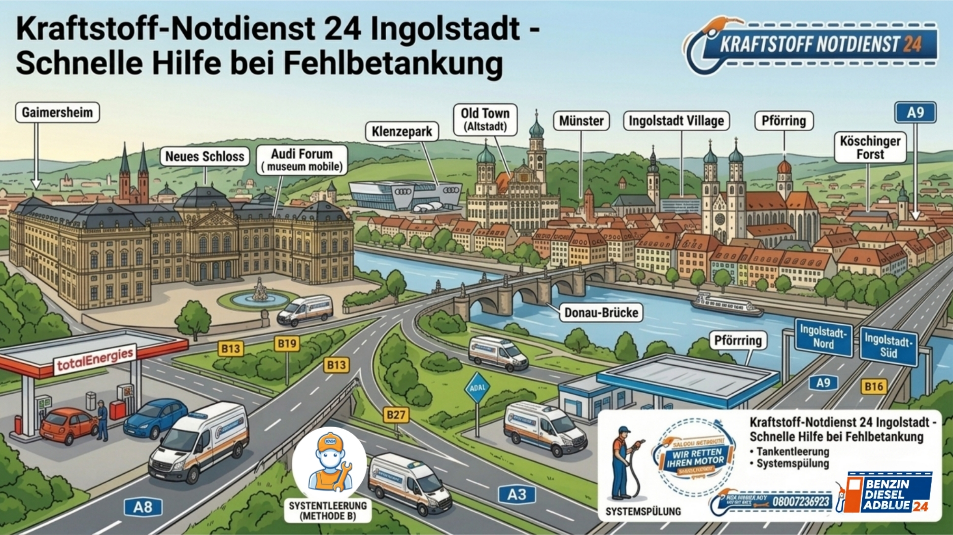 🔧 Kraftstoff-Notdienst 24 Ingolstadt: Rettung für Ihren Motor direkt vor Ort