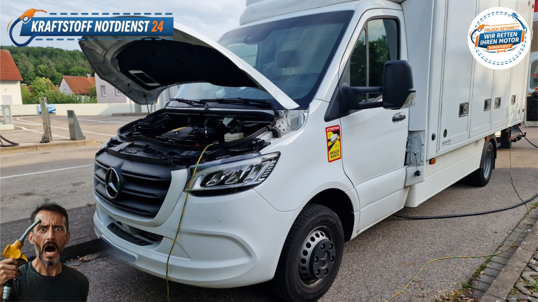 ⛽ Falsch getankt im Mercedes Sprinter Kühlfahrzeug? Schnelle Hilfe vor Ort in Ansbach! 📞 08007236923