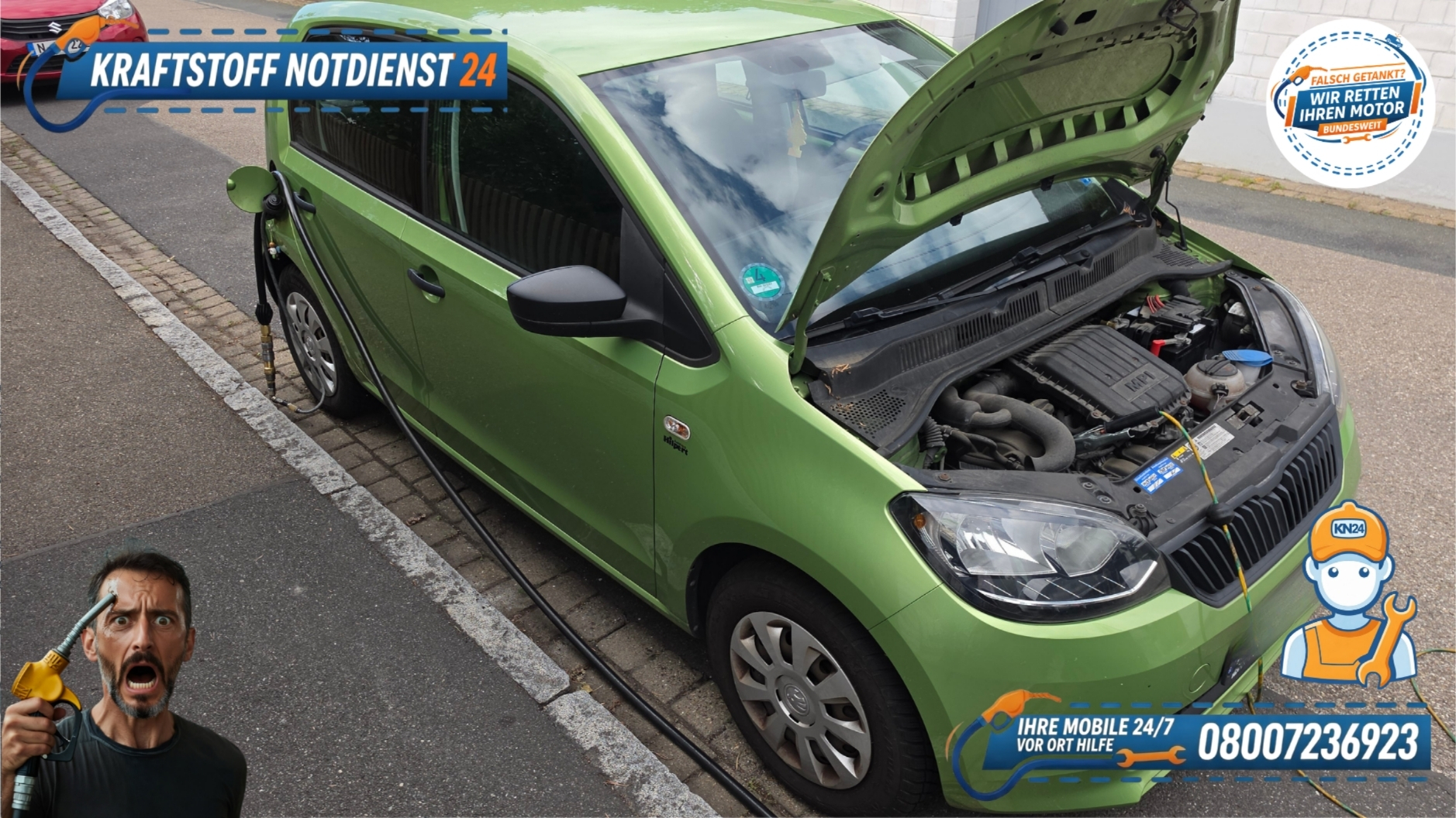 🚗 Skoda Citigo: Diesel statt Benzin getankt in Nürnberg Steinbüchlein? 📞 08007236923