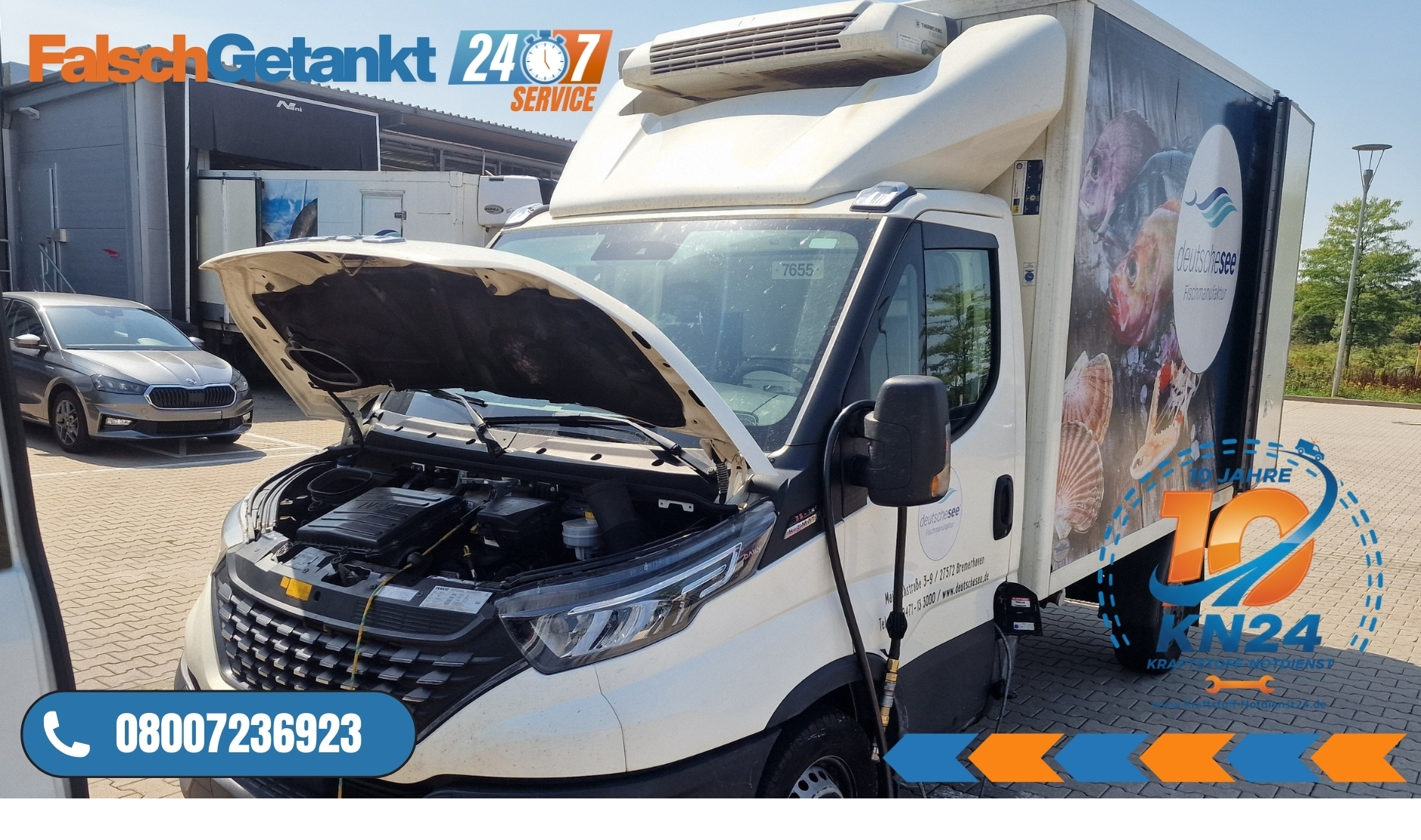 ⛽ AdBlue in Diesel getankt? Iveco Daily Fehlbetankung in Bamberg 📞 08007236923