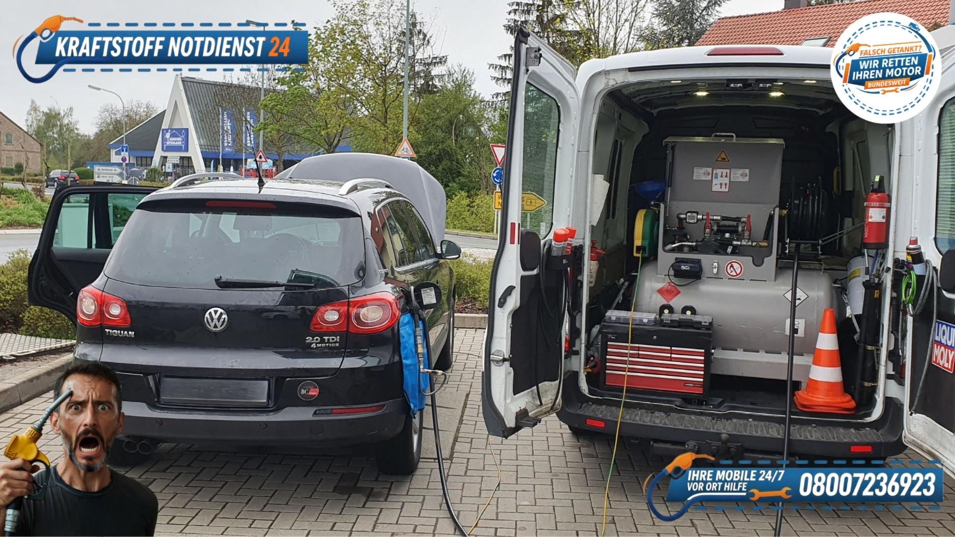 ⛽ VW Tiguan: Benzin in Diesel falsch getankt? Soforthilfe unter 📞 08007236923