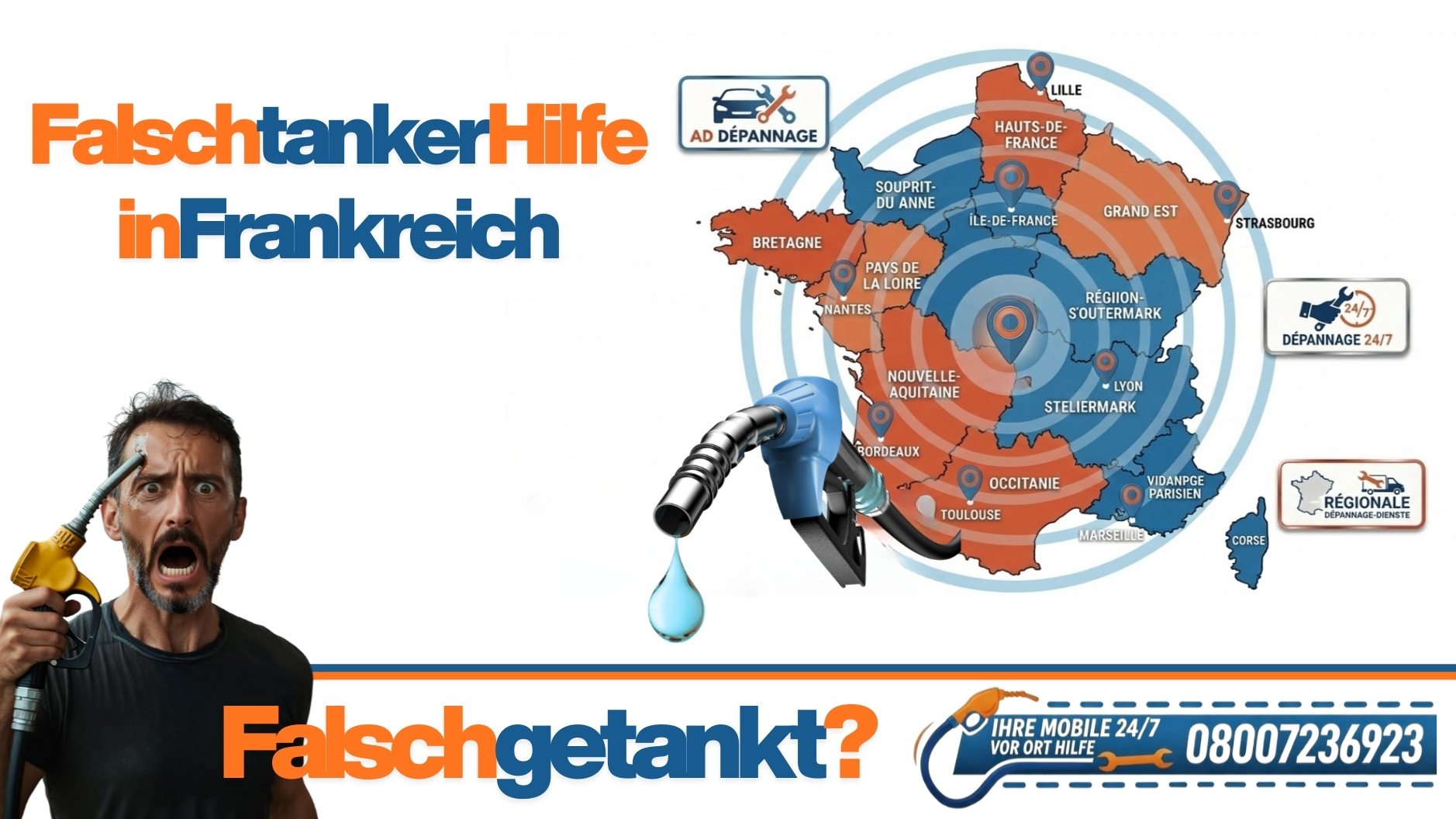 ⛽ Falsch getankt in Frankreich? Mobile 24/7 Soforthilfe & Kontakte