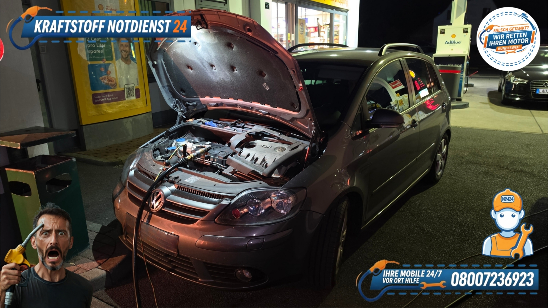 🚗 VW Golf Plus: Benzin statt Diesel getankt in Hersbruck? 📞 08007236923