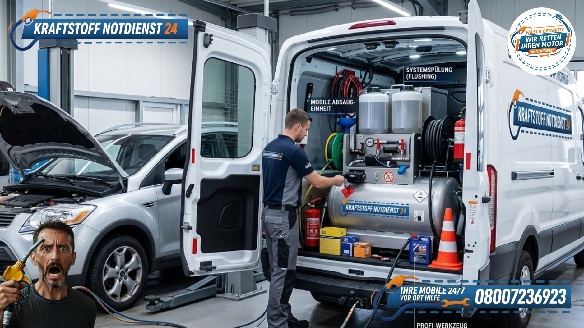 ⛽ Mobiler 24/7 Kraftstoff-Notdienst Service für KFZ-Werkstätten: Wir entlasten Ihre Werkstatt! 📞 08007236923
