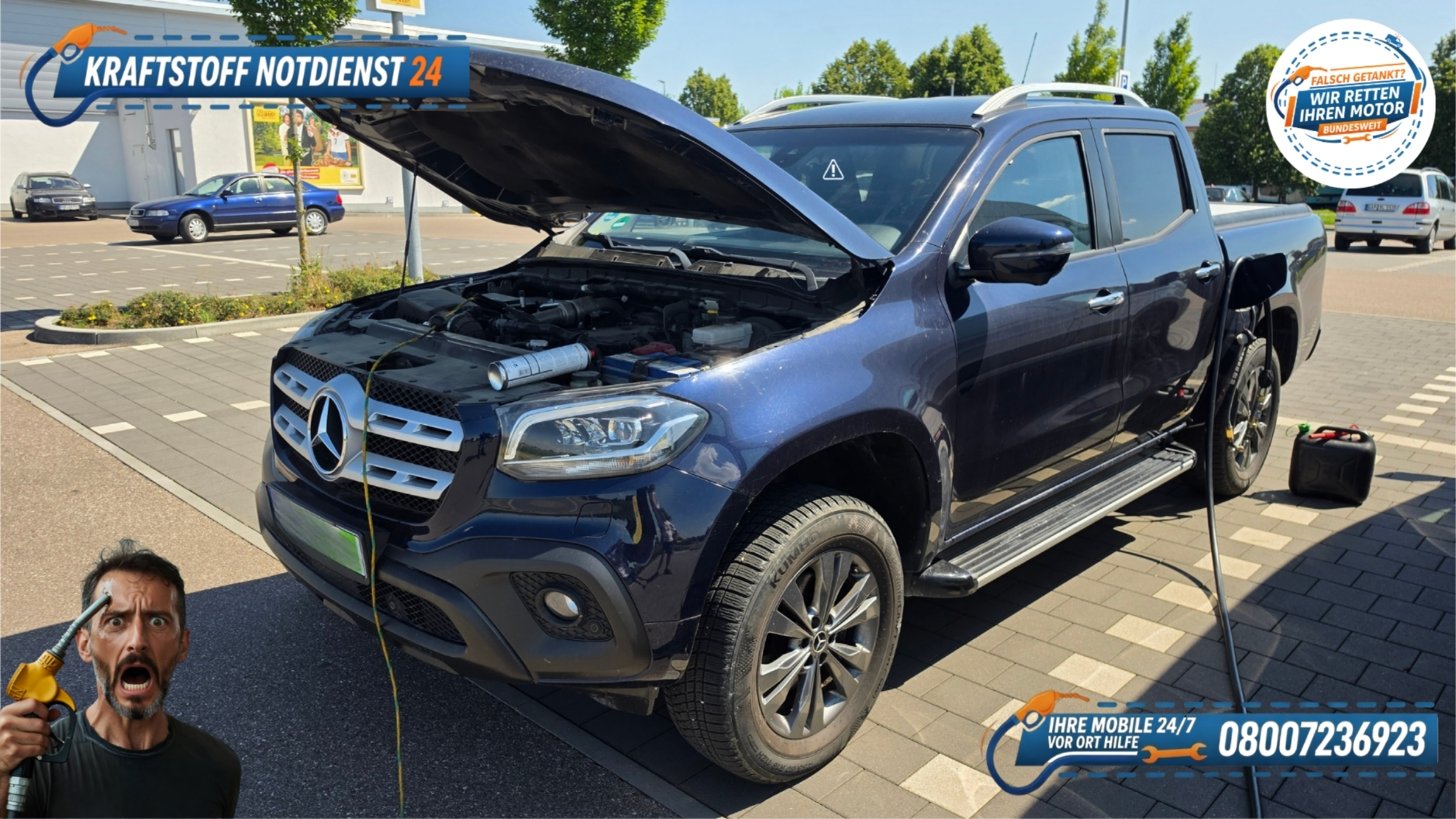 🛻 Mercedes X-Klasse: Falsch getankt in Karlskron bei Manching? 📞 08007236923
