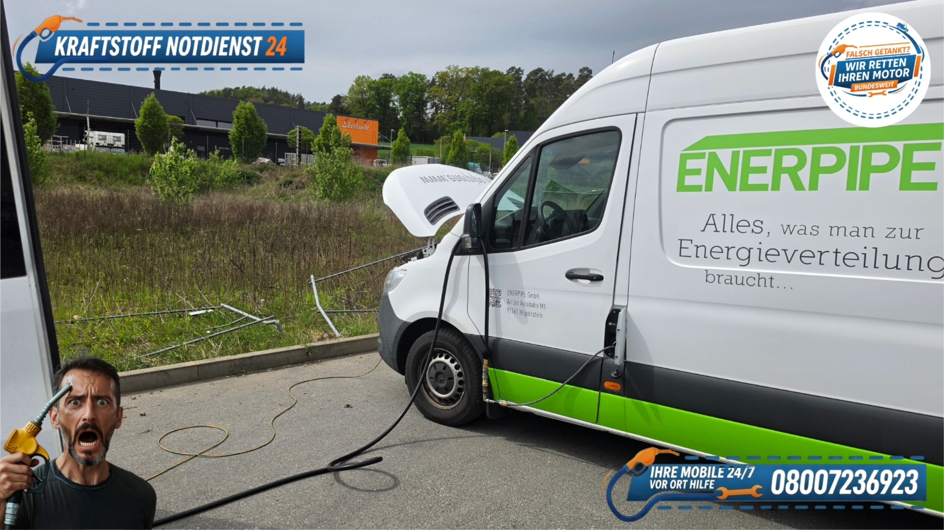 ⛽ Mercedes Sprinter falsch getankt in Lichtenau an der A6! 📞 08007236923