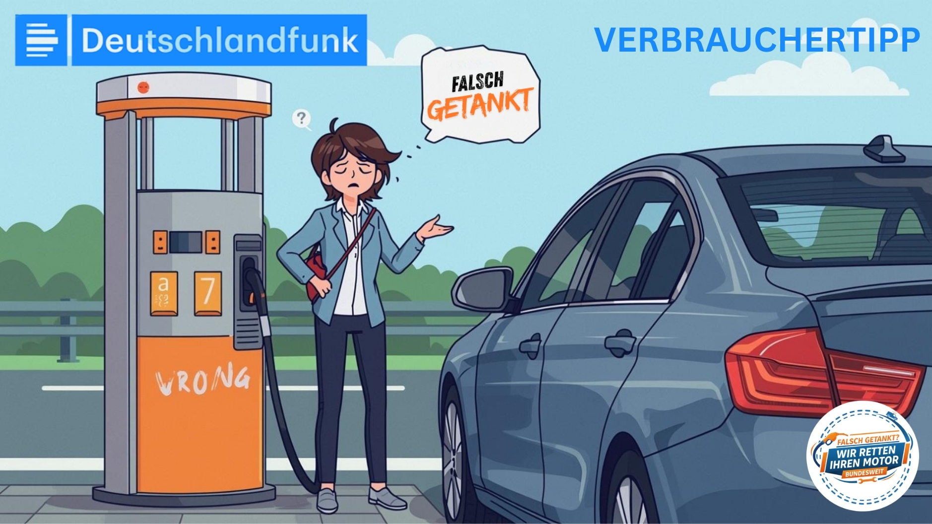 ⛽ Deutschlandfunk Verbrauchertipp: Falsch getankt, was nun? 📞 08007236923