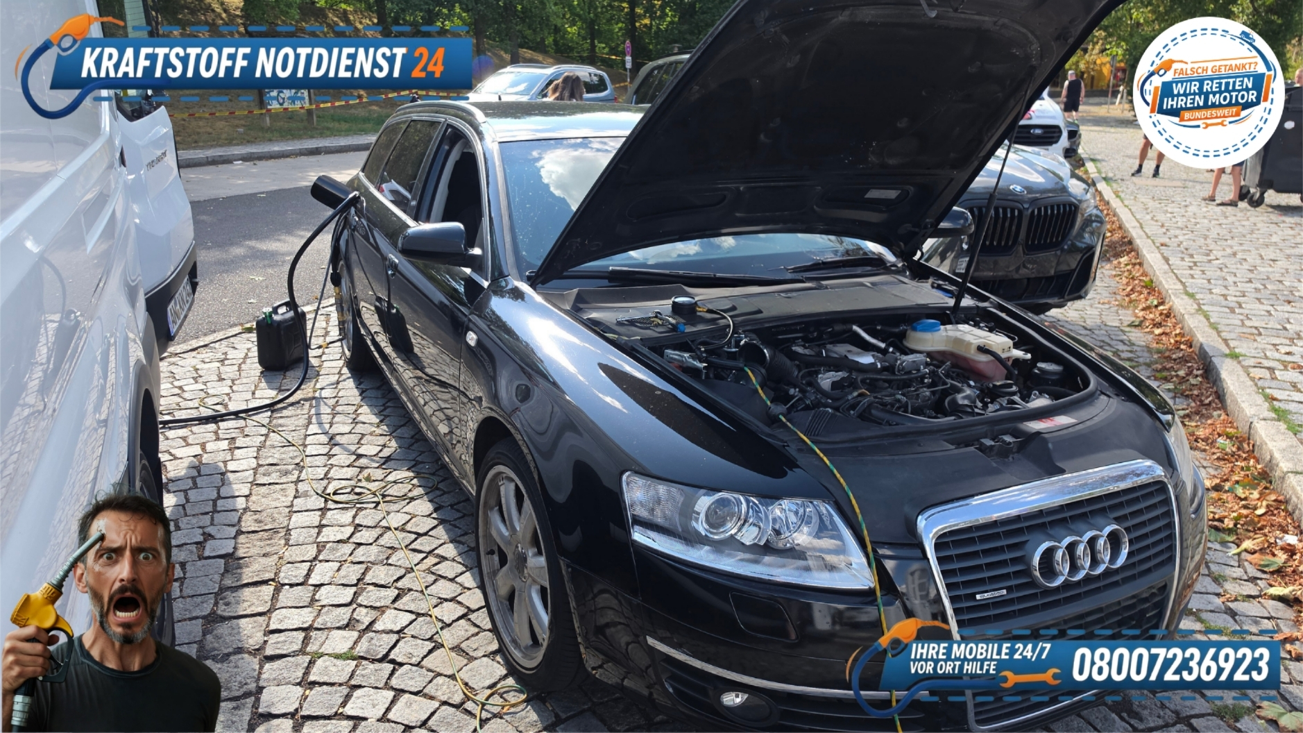 🚗 Audi A6: Falsch getankt auf dem Rasthof Ohrenbach A7? 📞 08007236923