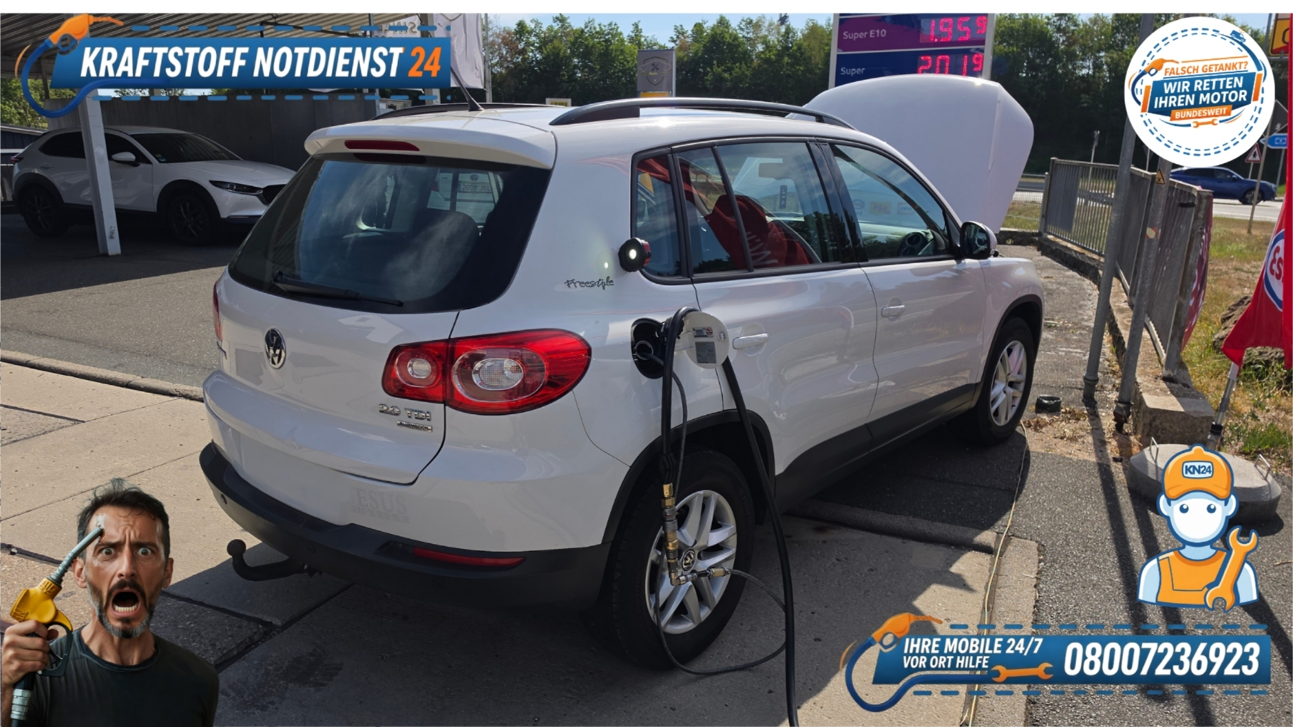 🚗 VW Tiguan: Benzin statt Diesel getankt an der Esso Tankstelle Ottenhof? 📞 08007236923