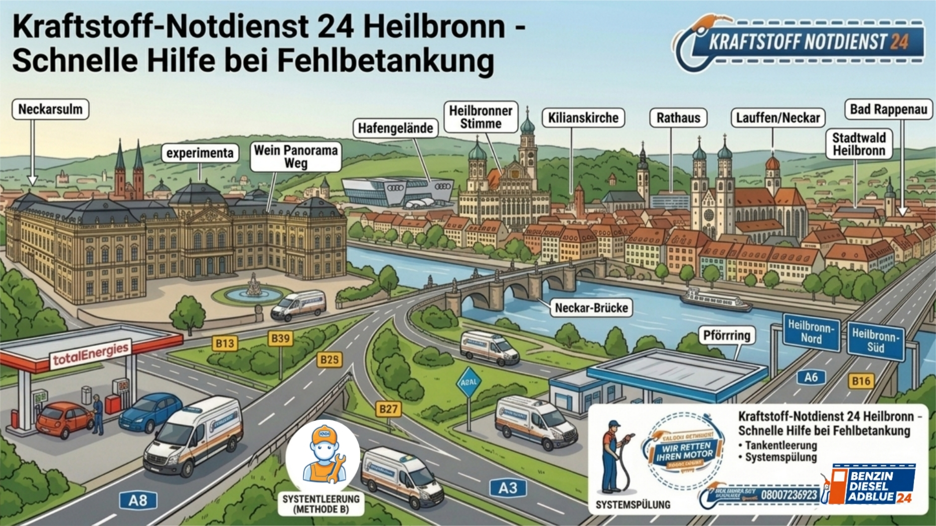 🔧 Kraftstoff-Notdienst 24 Heilbronn: Professionelle Hilfe bei Fehlbetankung
