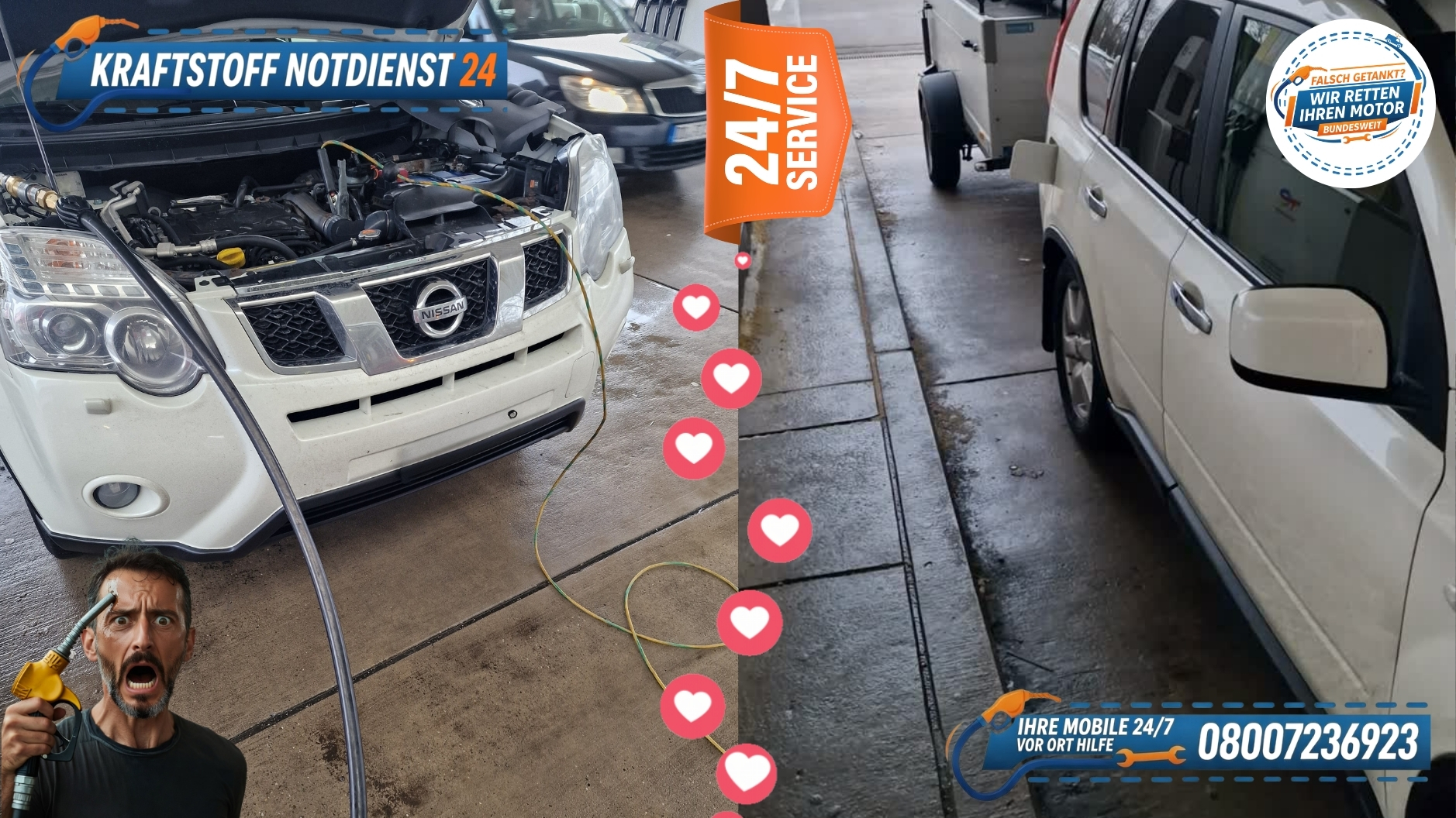 🚗 Nissan: Benzin statt Diesel getankt auf dem Rasthof Frankenhöhe A6? 📞 08007236923