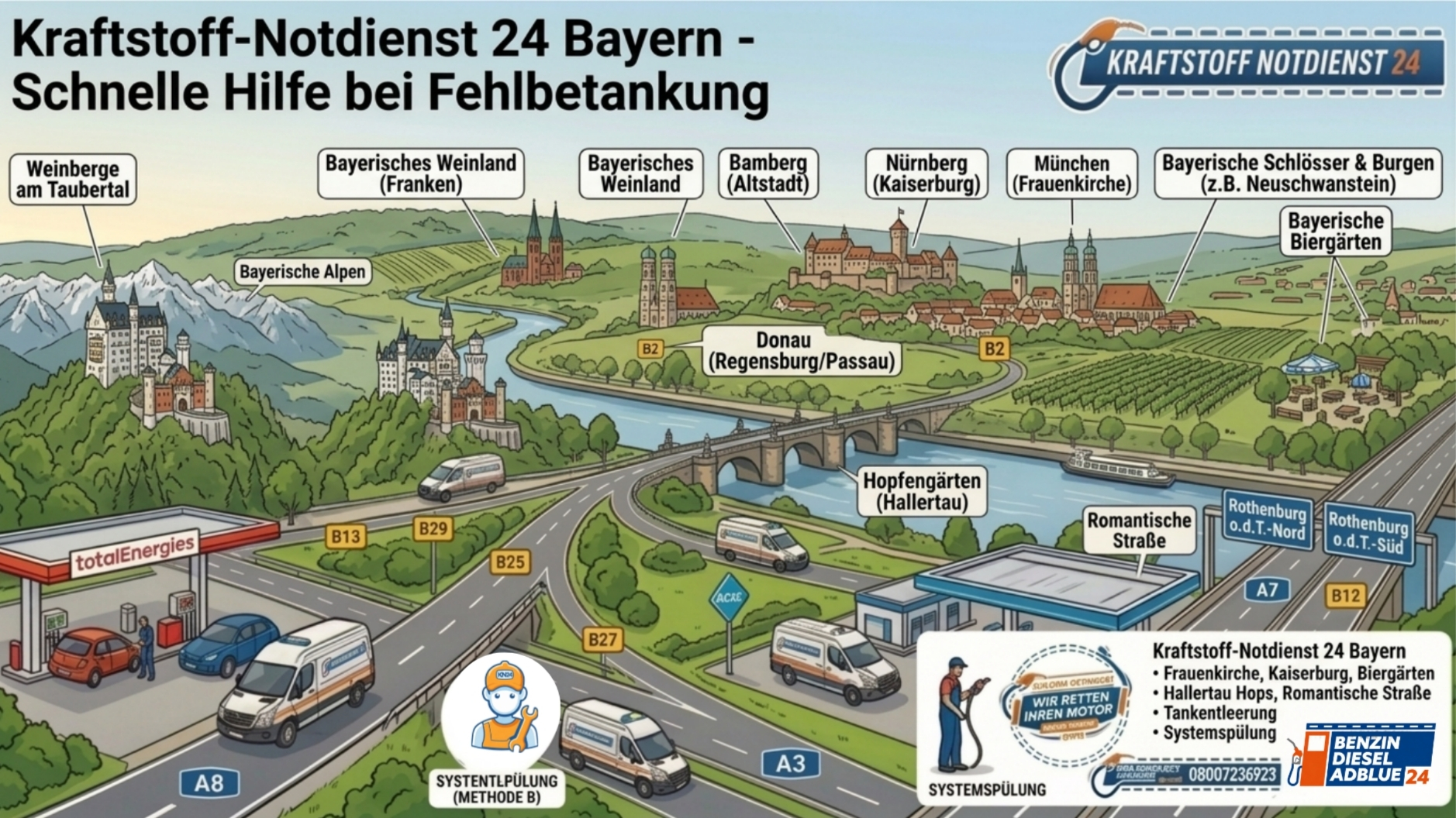🔧 Kraftstoff-Notdienst 24 Bayern: Ihr mobiler Abpumpservice im Freistaat