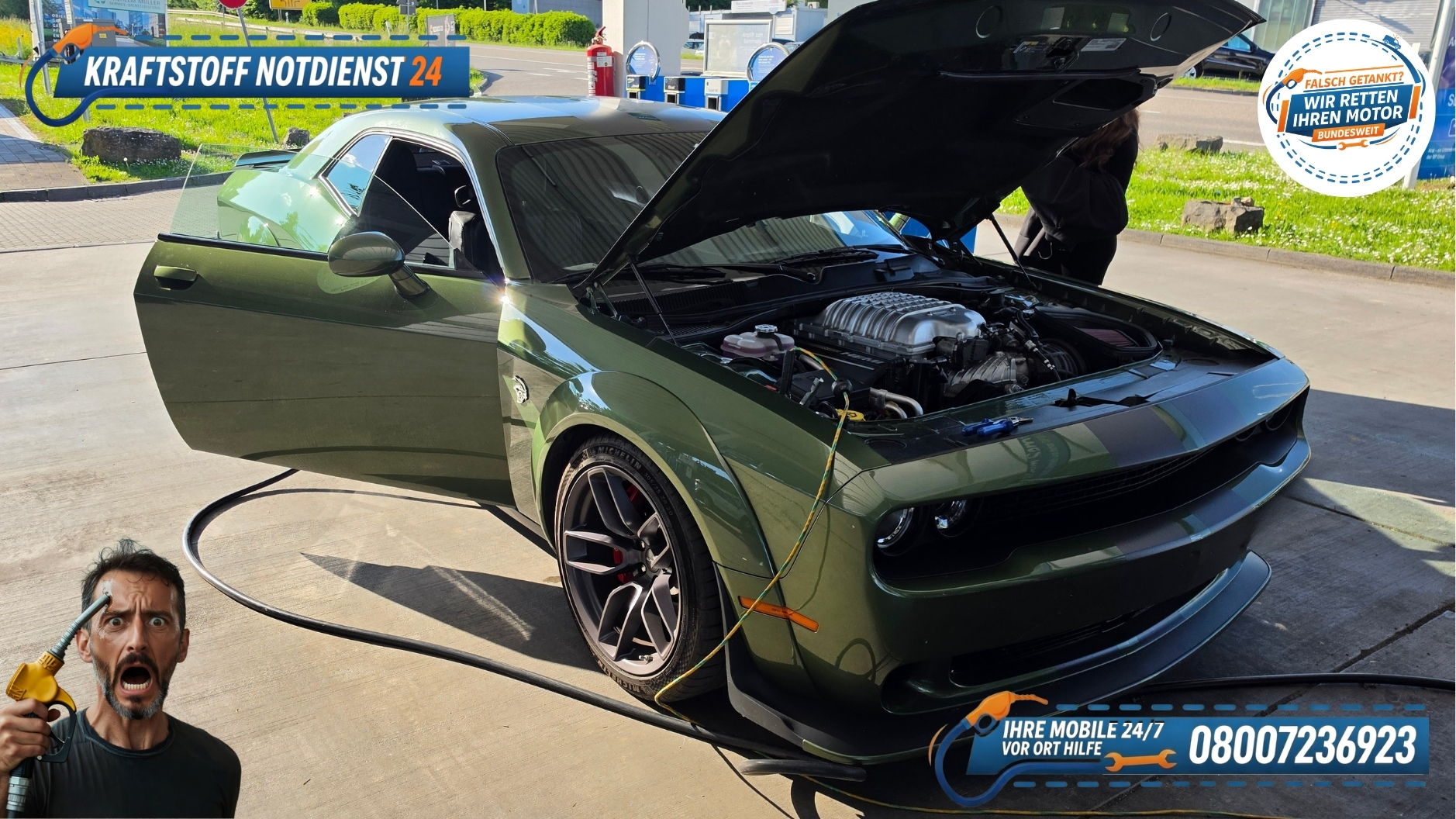 ⛽ Falsch getankt in Untergruppenbach? Schnelle Hilfe für Ihren Dodge Challenger 📞 08007236923