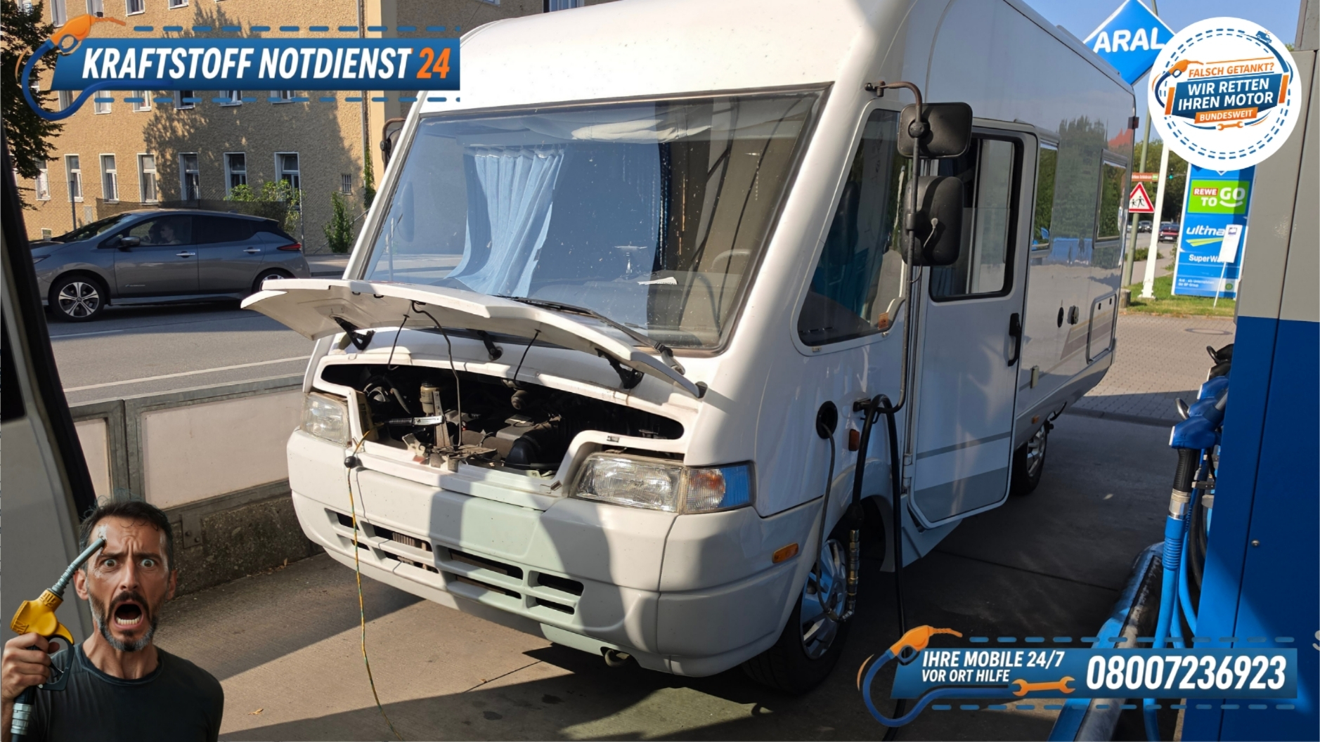 🚐 FIAT Ducato Wohnmobil: Benzin statt Diesel falsch getankt in Landshut? 📞 08007236923