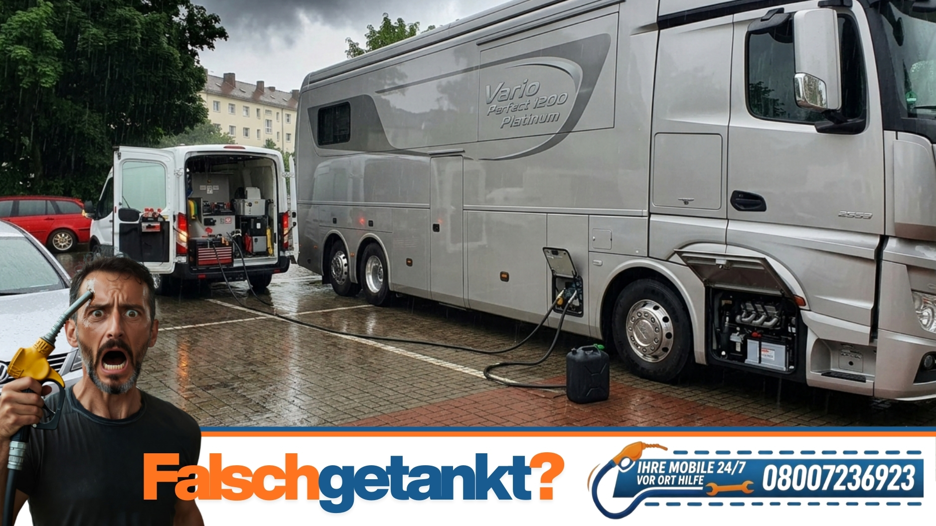 ⛽ 360 Liter Benzin im Vario Perfect 1200 Platinum: Fehlbetankung bei Würzburg gelöst 📞 08007236923