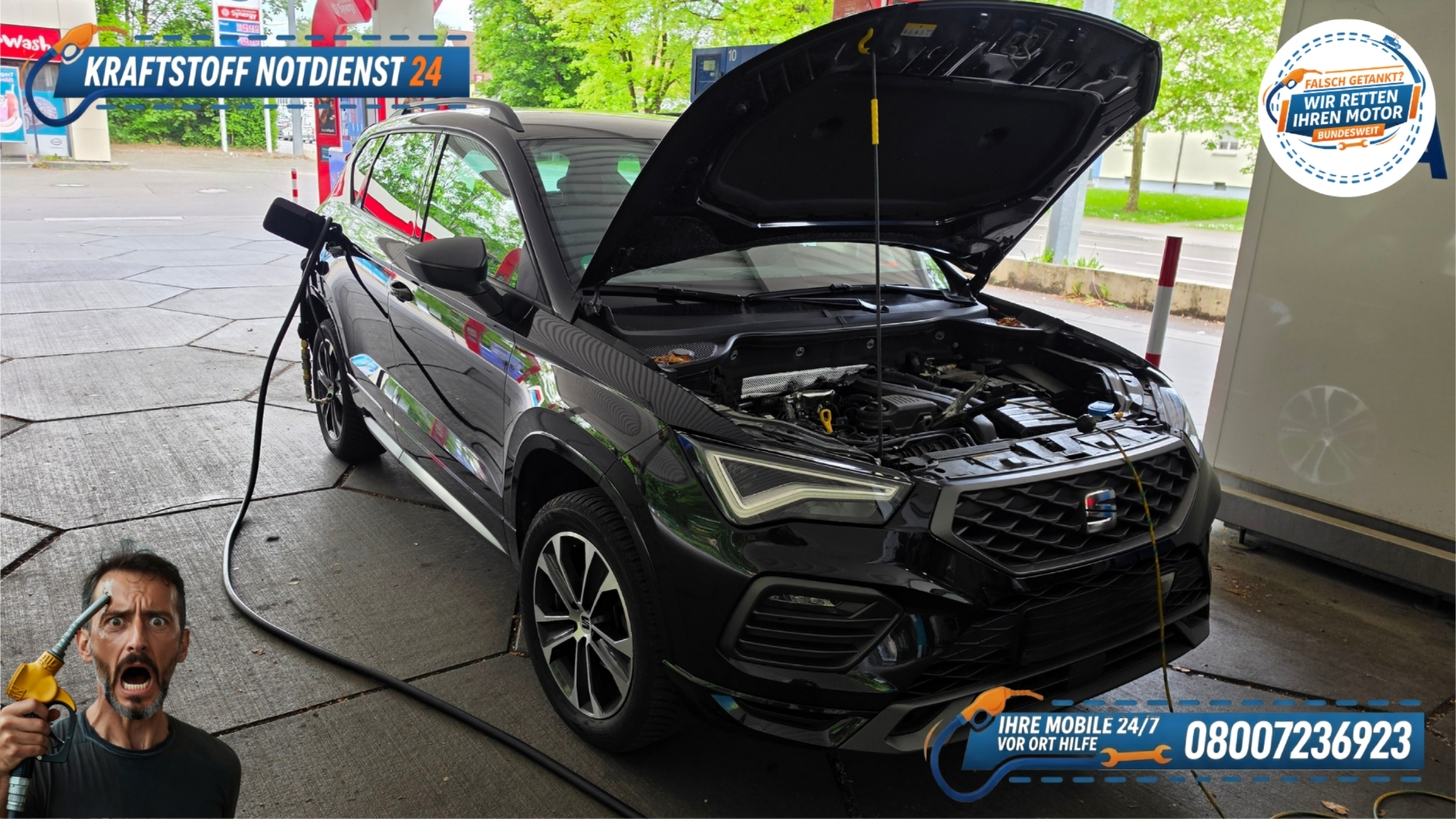 ⛽ Seat Ateca falsch getankt in Neu-Ulm? Deine mobile 24/7 Tankpannenhilfe! 📞 08007236923