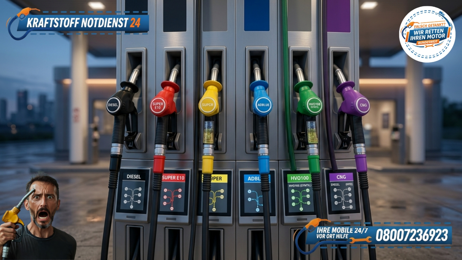 ⛽ Kraftstoff-Dschungel 2026: Fehlbetankung, HVO100-Fokus und die AdBlue-Kostenfalle 📞 08007236923