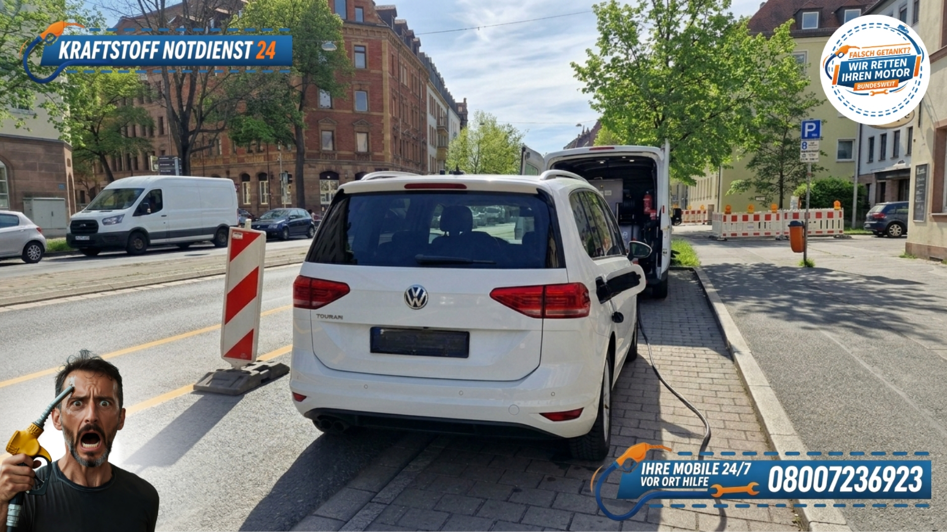 ⛽ VW Touran falsch getankt in Nürnberg? Direkt vor Ort abgepumpt! 📞 08007236923