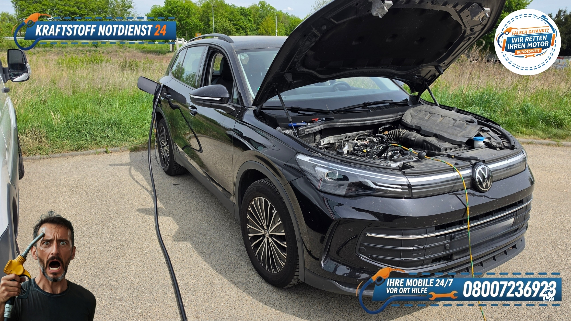 🛑 Falsch getankt & gefahren: Rettung für den VW Tiguan in Satteldorf 📞 08007236923