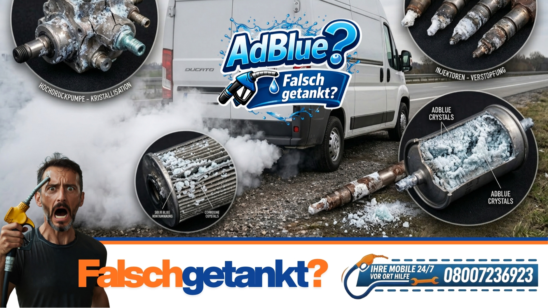⛽ AdBlue falsch getankt? Der Preis für jede Sekunde Verzögerung! 📞 08007236923
