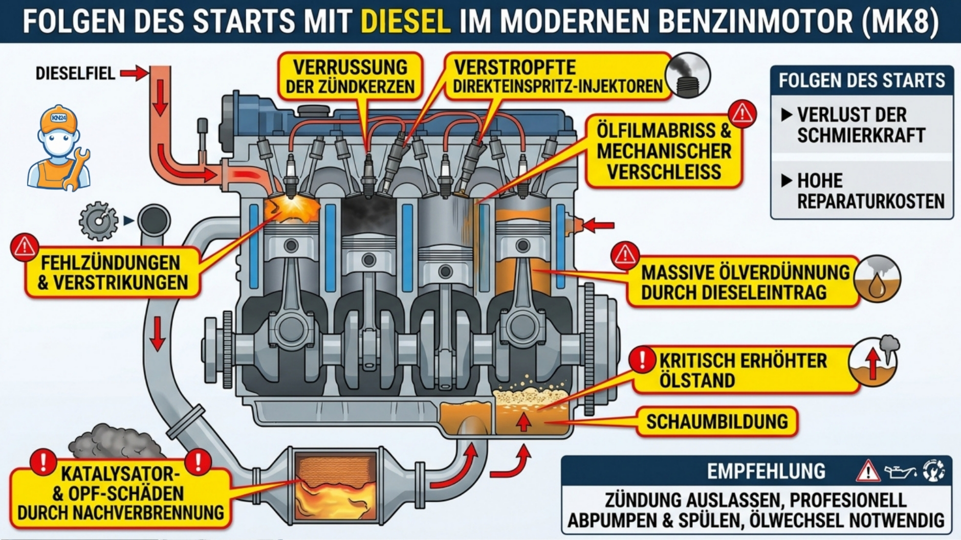 ⛽ Diesel im Benzinmotor gestartet: Was in modernen Triebwerken wirklich passiert