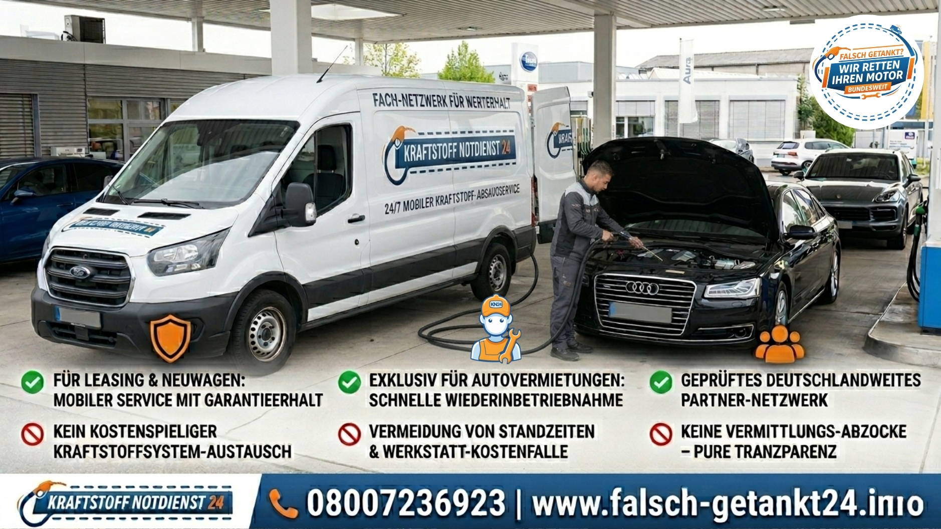 ⛽ Mietwagen & Neuwagen falsch getankt? So schützen Sie sich vor der 13.000 € Werkstatt-Kosten