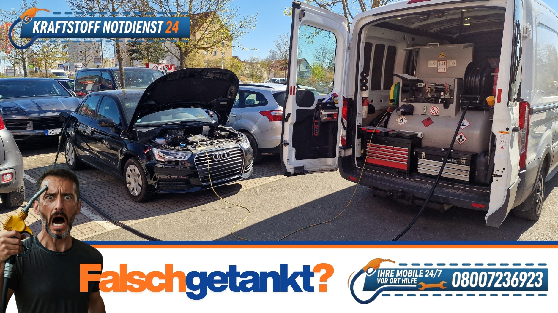 ⛽ Benzin statt Diesel getankt & gefahren in Schwabach? Soforthilfe 📞 0800 7236923