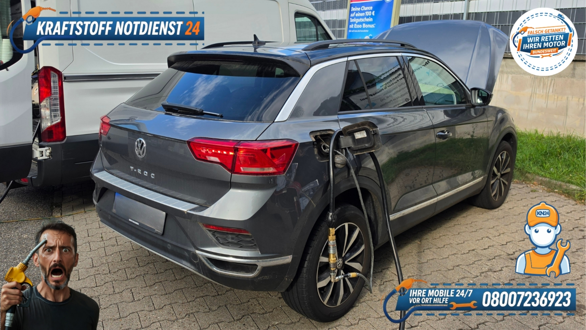 🚗 VW T-Roc: Diesel statt Benzin getankt in Weingarten (Baden) / Karlsruhe? 📞 08007236923