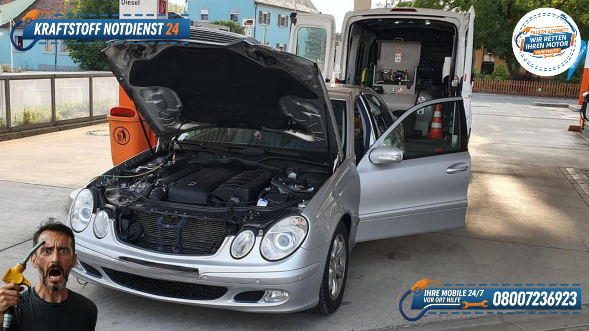 🚗 Mercedes E-Klasse: Benzin statt Diesel falsch getankt in Würzburg? 📞 08007236923
