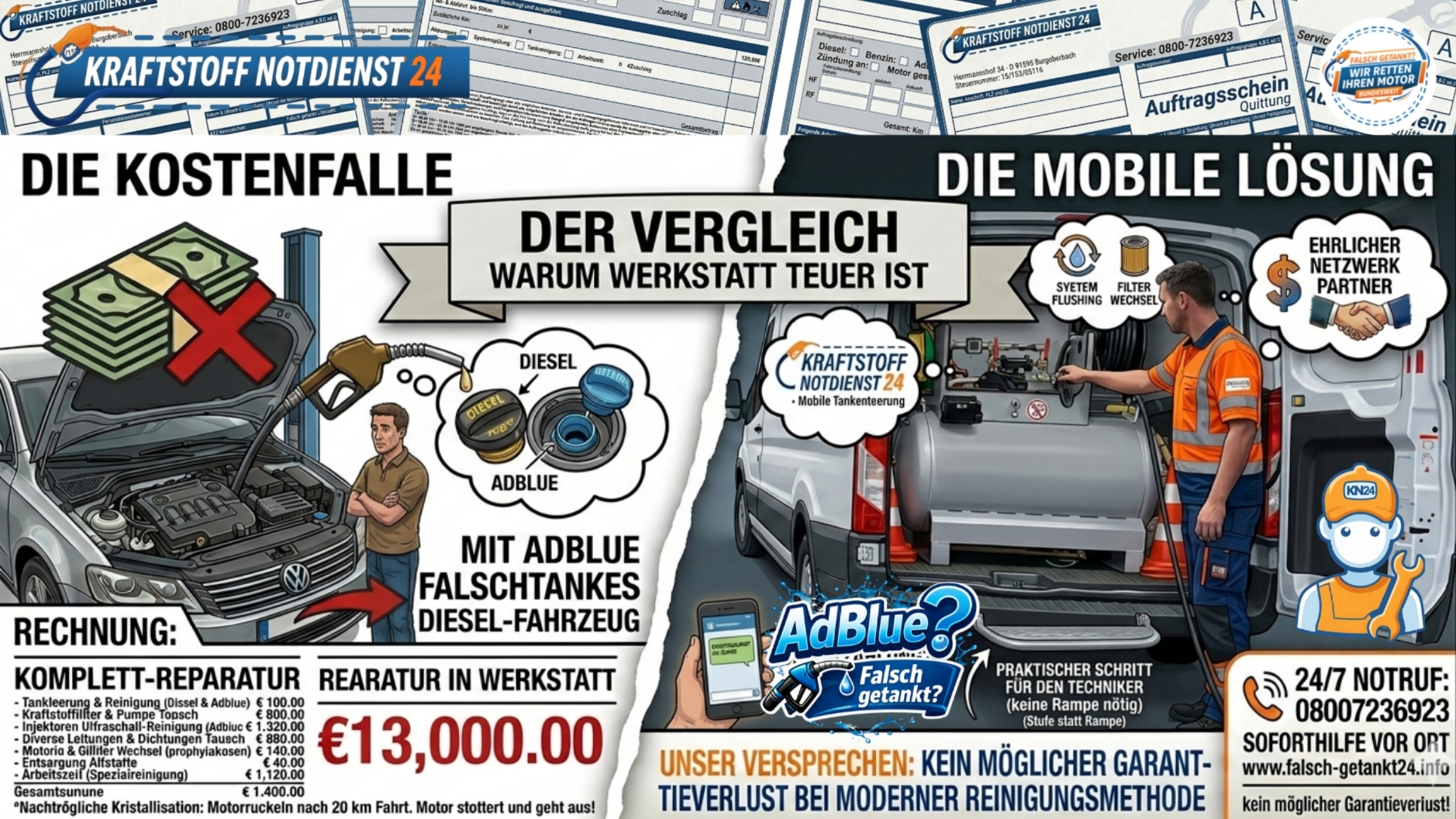 🚨 AdBlue im Dieseltank: Der große Preisvergleich, Warum die Werkstatt bis zu 13.000 € fordert und wie Sie mobil sparen 📞 08007236923