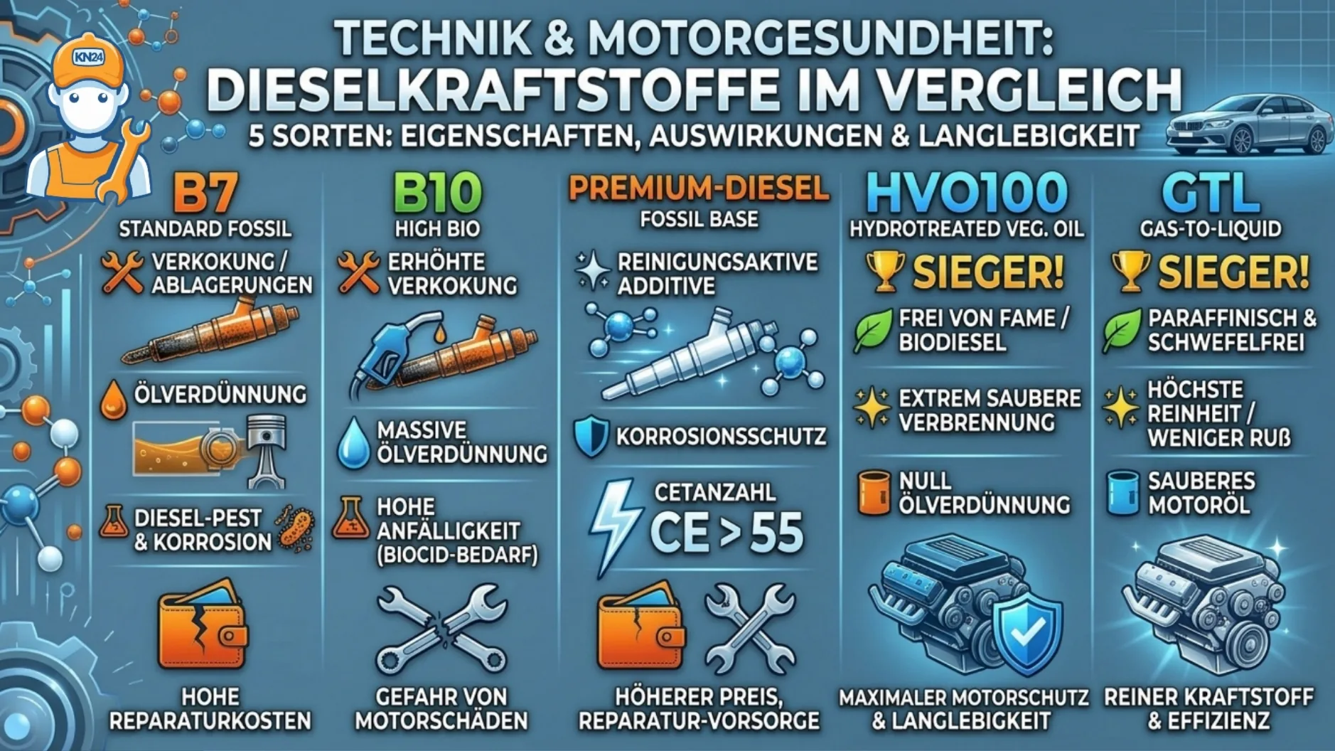 Warum B7 (und B10) aus technischer Sicht die schlechtesten Dieselsorten für den Motor sind